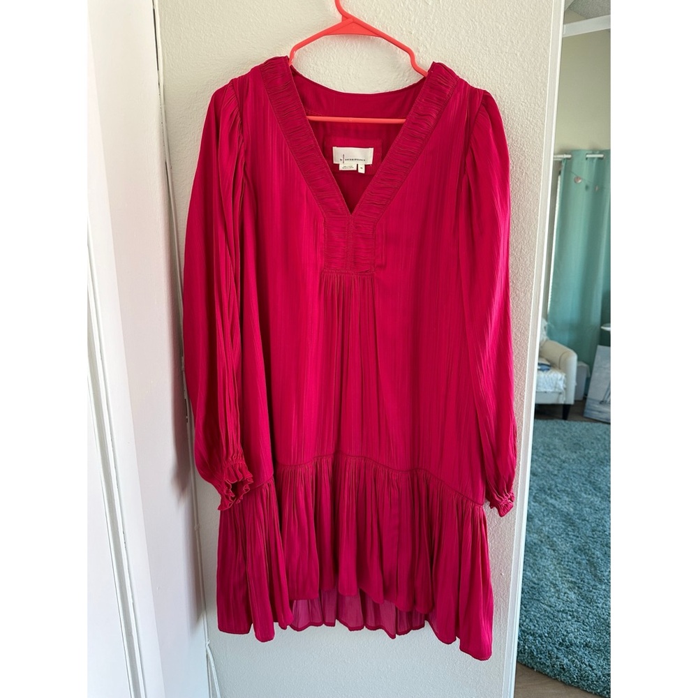 Anthropologie Red Boho Tiered Mini Dress | Size XS | Lightweight & Flowy